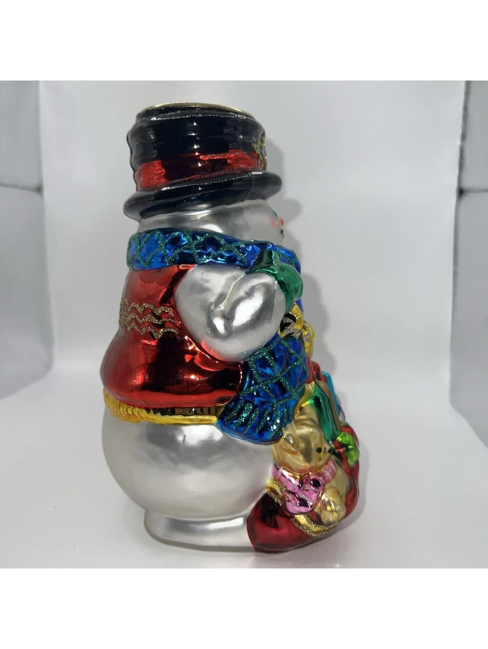 Vintage Snowman Candle Holder Glass Mercury